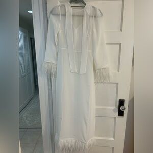 HVN ELISA Dress with Feathers